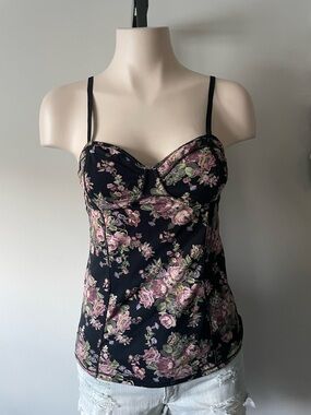 Talula Bustier Cami Tank Top 90s Grunge Floral Whimsigoth Dark Moody Rose